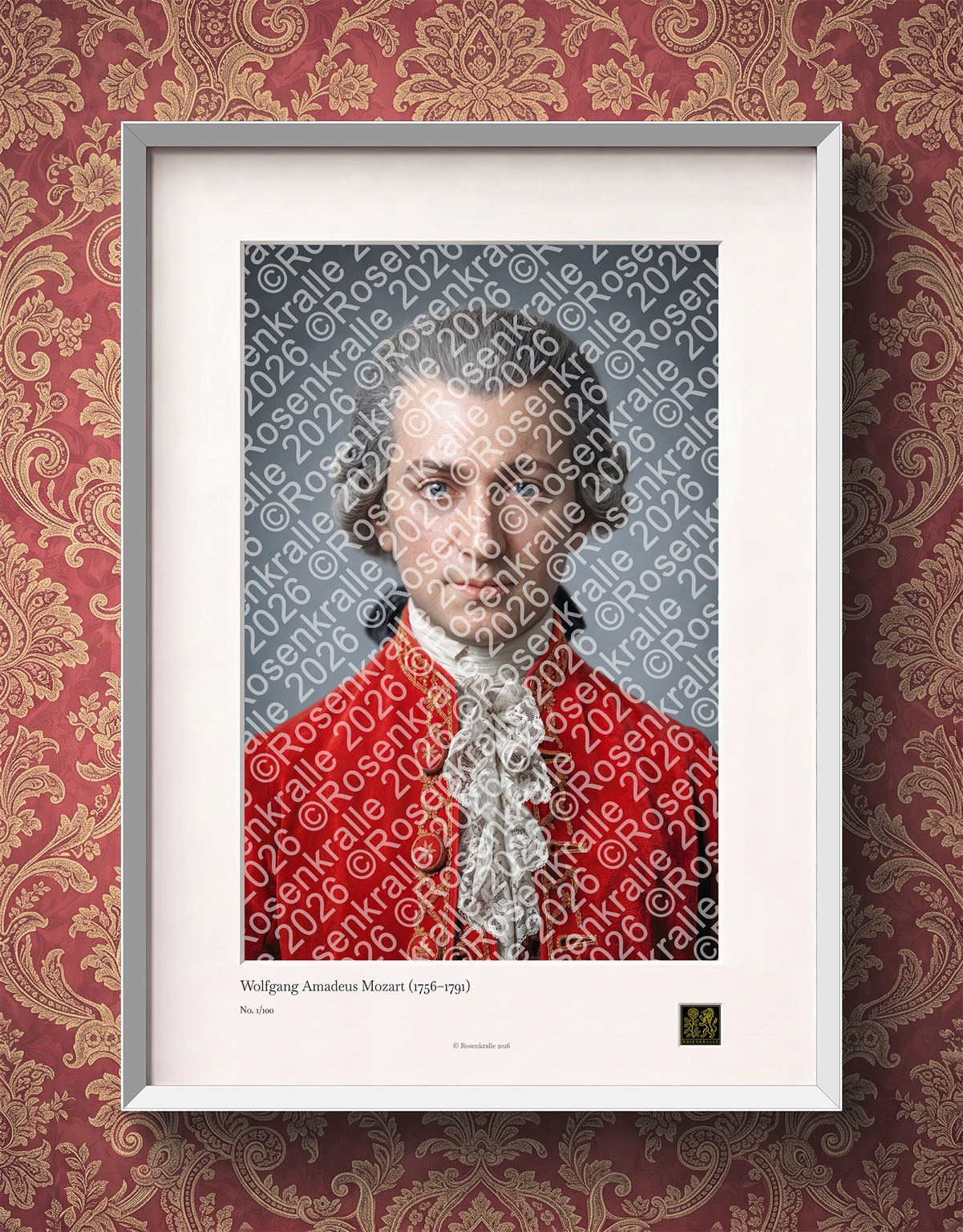 Wolfgang Amadeus Mozart, framed Rosenkralle edition