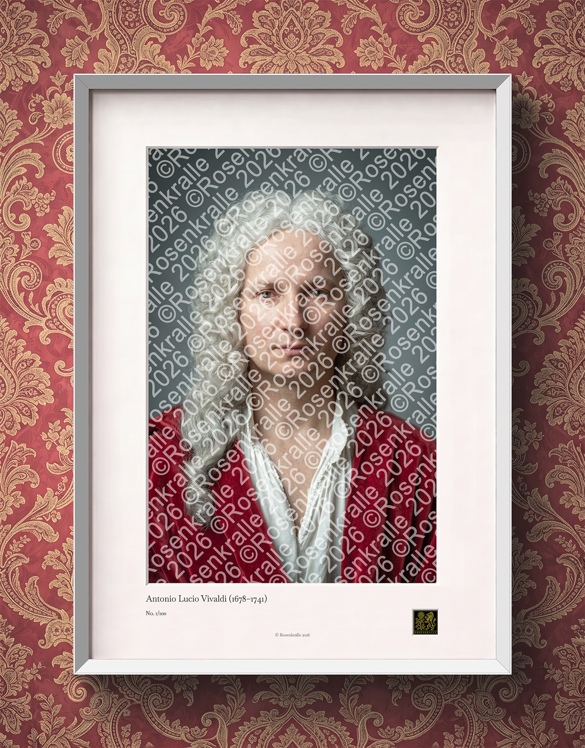 Antonio Lucio Vivaldi, framed Rosenkralle edition